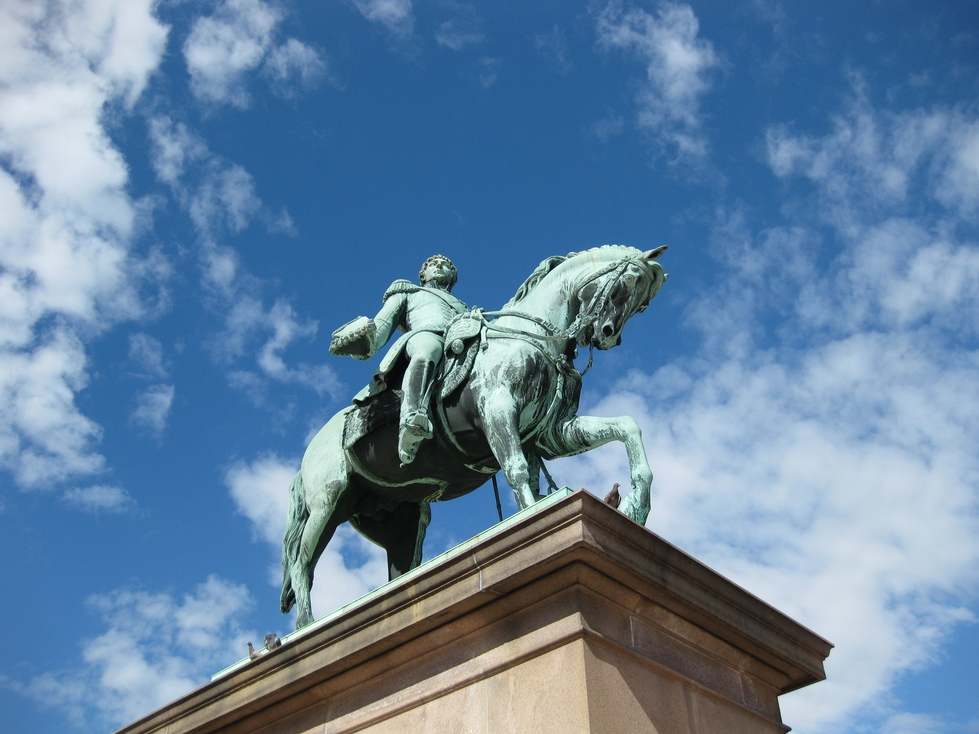 Statue of a man on a horse in Norway